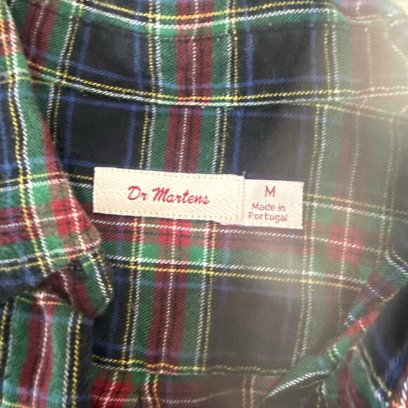 Dr. Martens Black Red Green Plaid Flannel Shirt Tunic Size Medium - Picture 4 of 5